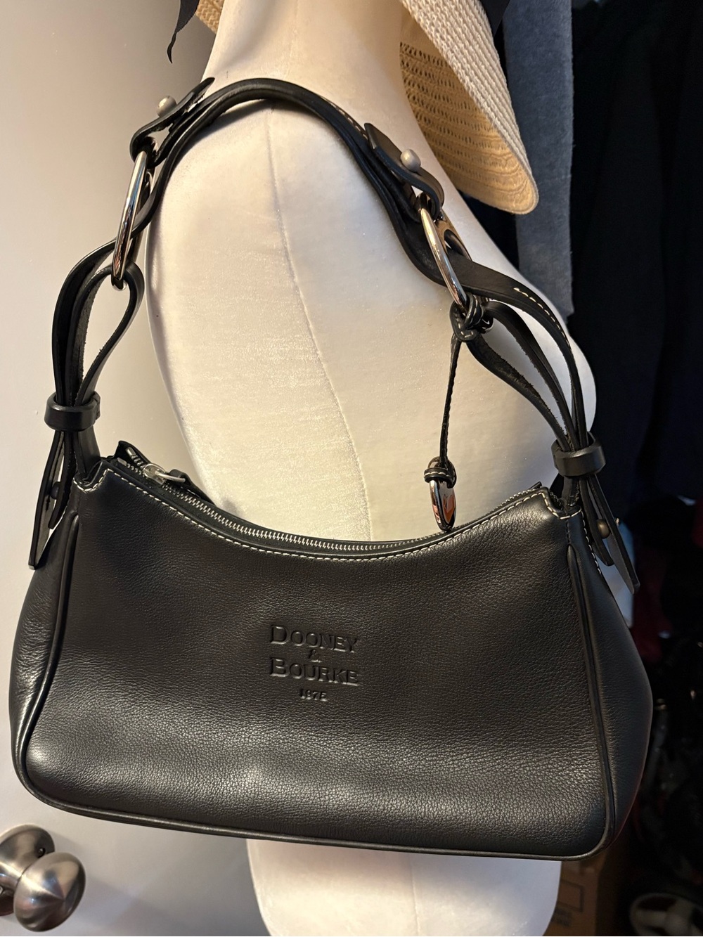 Dooney & Bourke Black Pebble Leather Hobo Shoulder Bag
